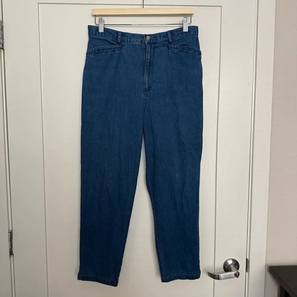 Vintage Talbots Jeans Pants Women Sz 12 Blue High Rise Baggy Denim 90s Y2K Retro